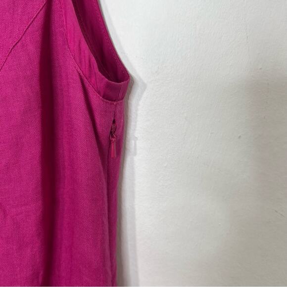 J. Peterman Bright Pink Fuchsia Linen Silk Pleated Dress Size 6 - Picture 3 of 14